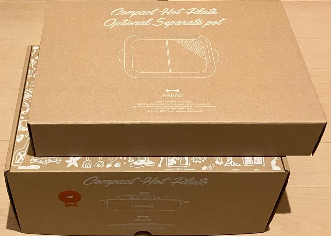 新品 BRUNO コンパクトホットプレート＋仕切り鍋セット BOE021-RD赤