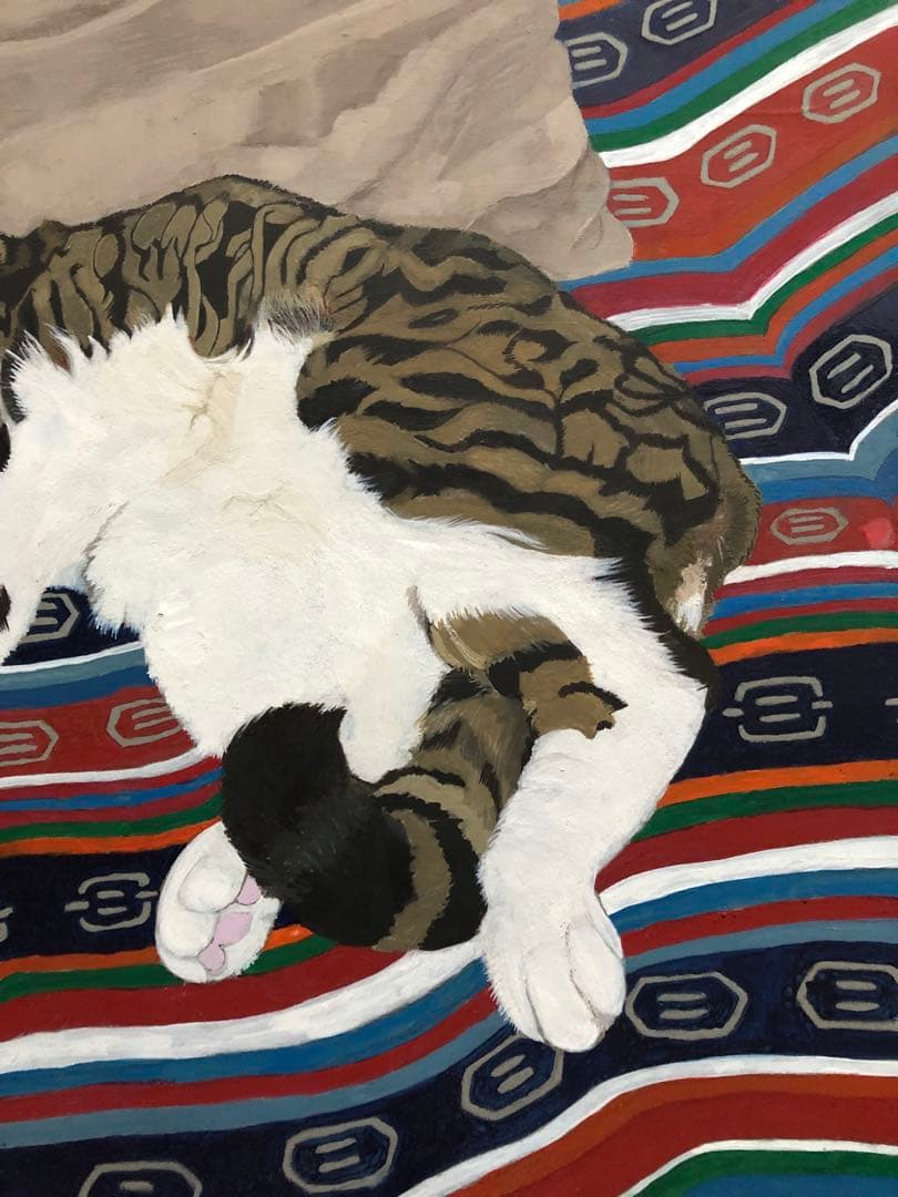 「寝っころがる猫」額縁入り（原画）