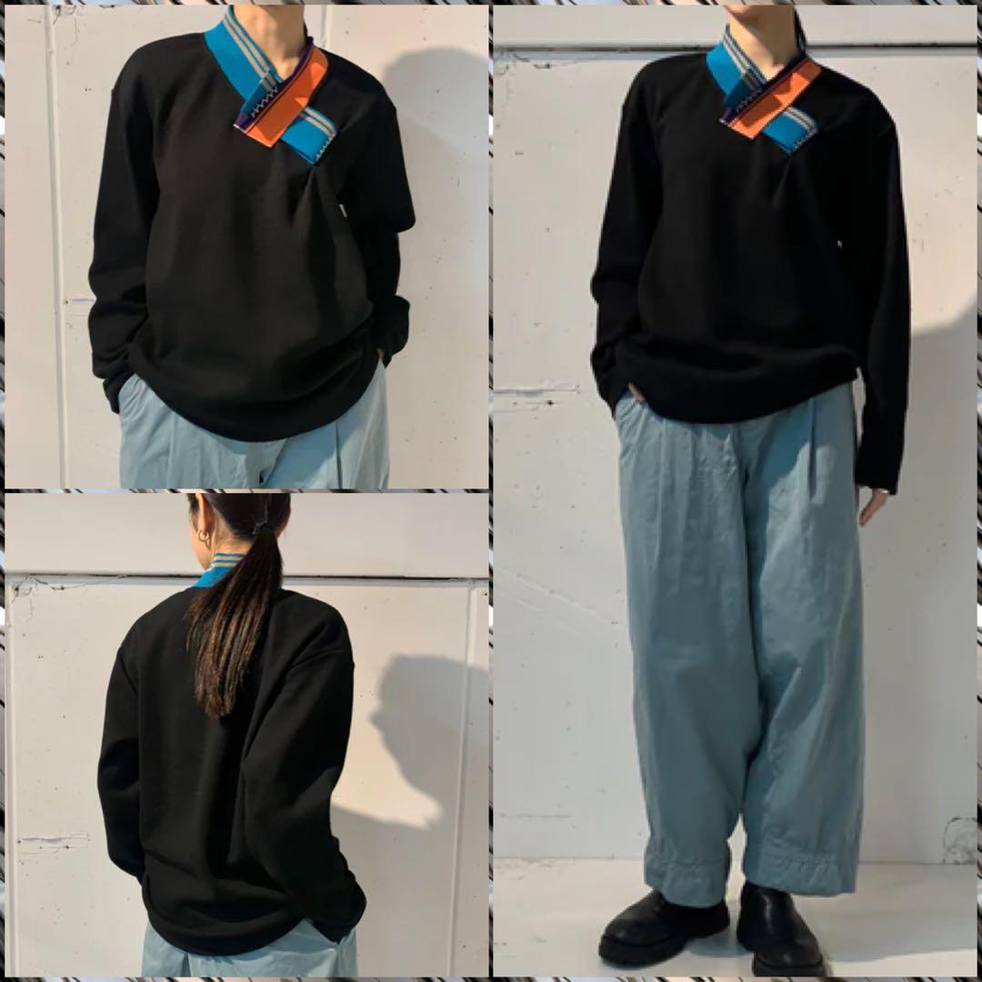 kolor カラービック鹿の子 プルオーバー 襟パッチワーク ニット L