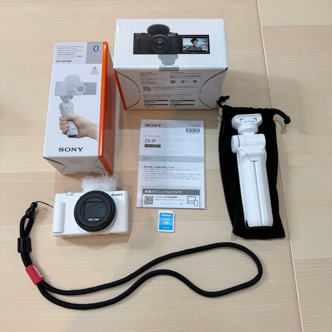 SONY VLOGCAM ZV-1F ホワイト グリップ・SDカード付