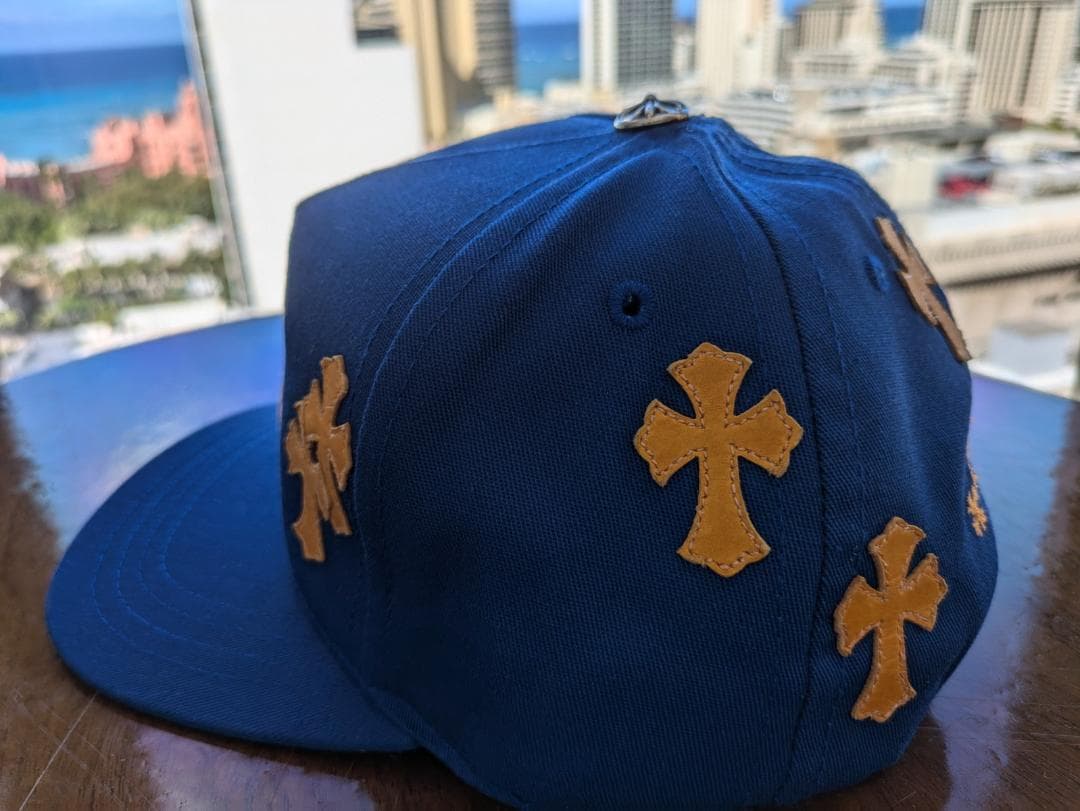 クロムハーツ クロスパッチ キャップ ブルー イエロー CHロゴ