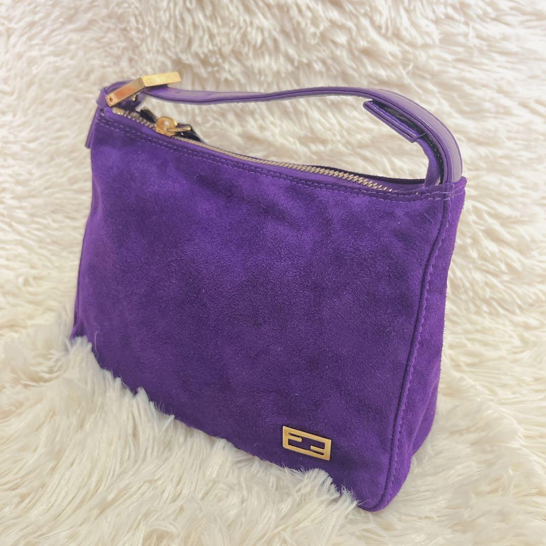 【外部美品】FENDI フェンディ 金具 ワンショルダー スウェード バッグ