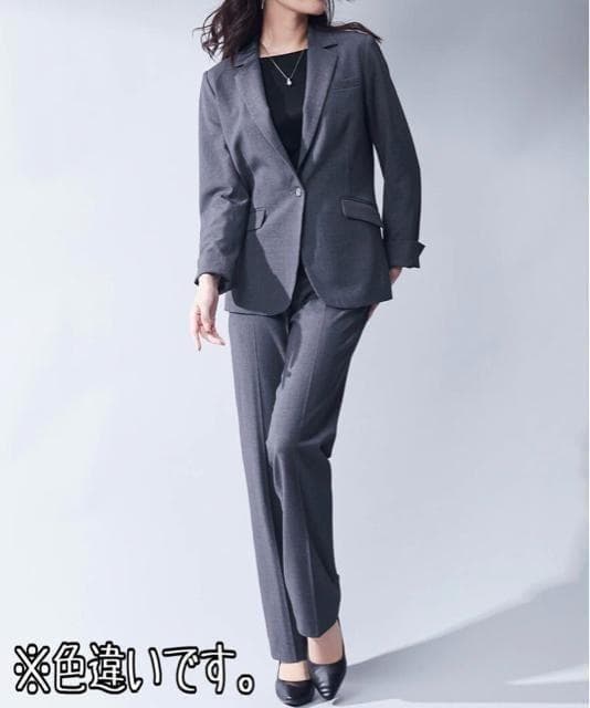 新品☆LL紺系ストレートパンツスーツ♪ストレッチ♪お仕事フォーマル☆r201