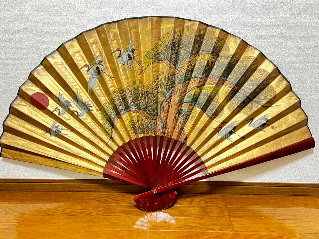 日本舞踊 扇子 金色 松 鶴