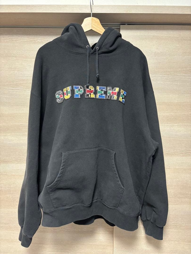 シュプリーム カレッジエイトパッチワークレザー パーカー xxlarge