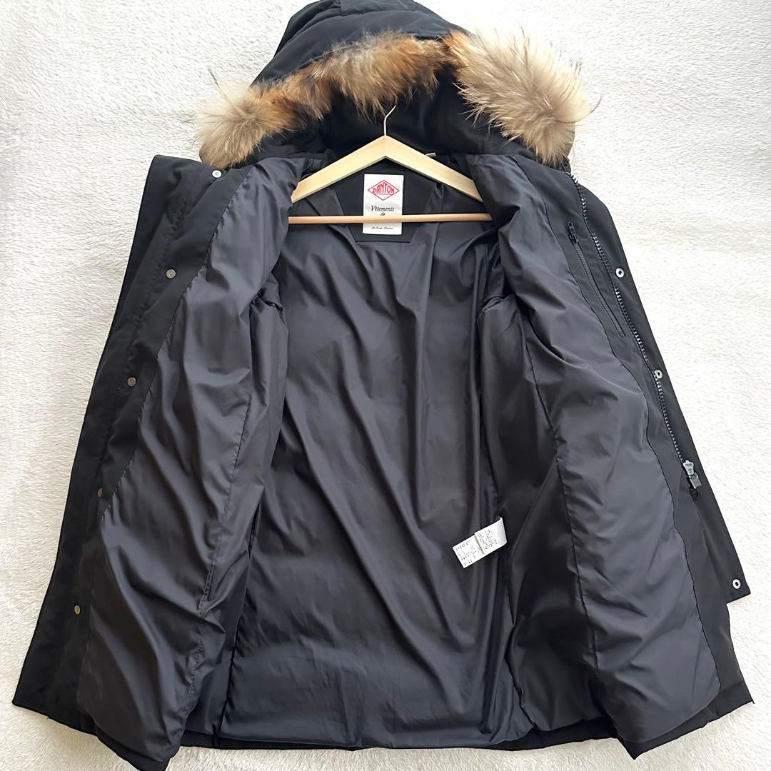 美品 DANTON ダントン ファー付き ダウンコート 36 ブラック