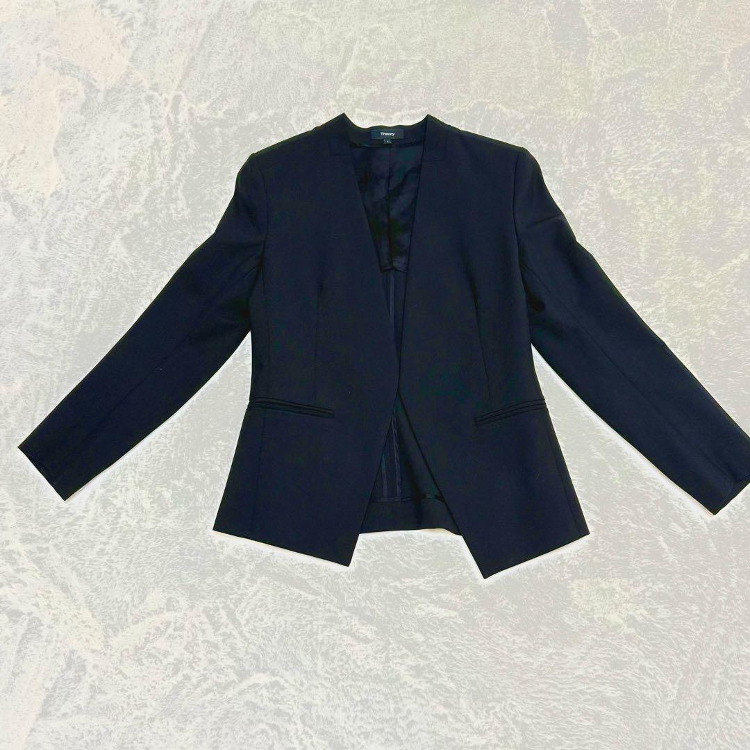 theory セオリー　セットアップ パンツ　スーツ　ノーカラー　カラーレス