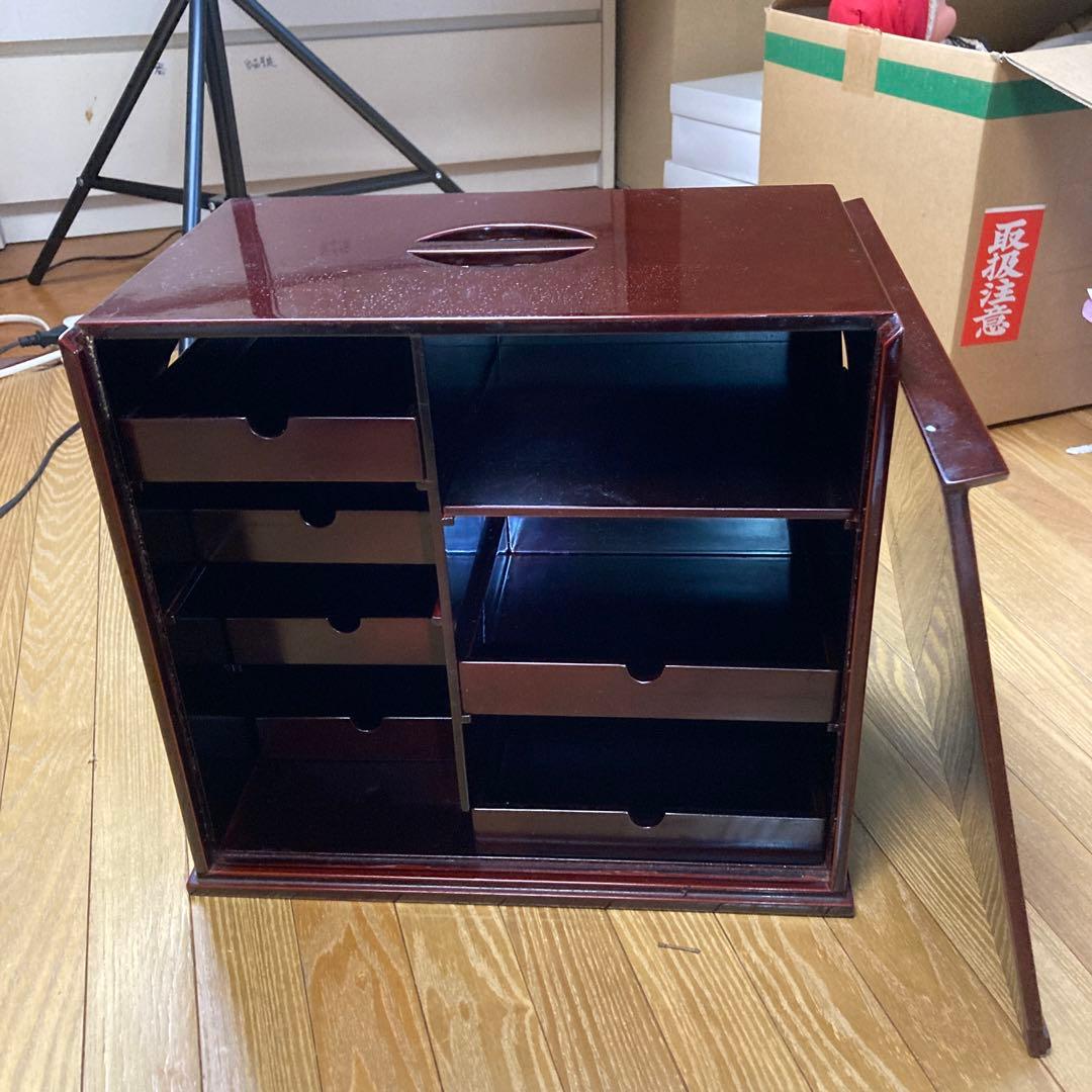 和食　料亭　おかもち　コレクション収納　漆器　蓋付　引き出し6つ　工芸品