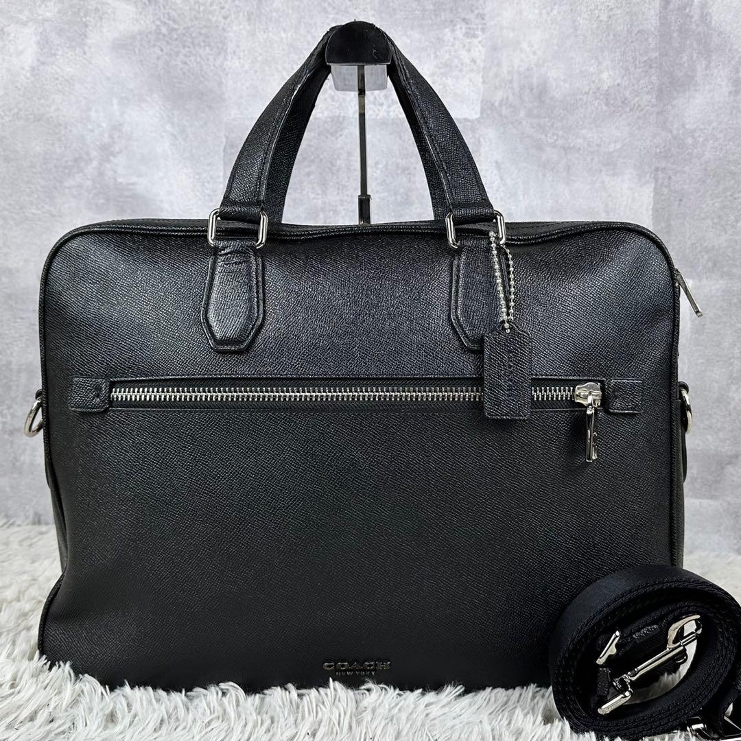 A4可 美品 コーチ レザー 2WAY ビジネスバッグ メトロポリタン ブラック