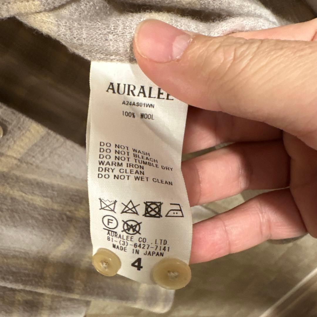 【美品】auralee AIRY WOOL CHECK SHIRT サイズ4
