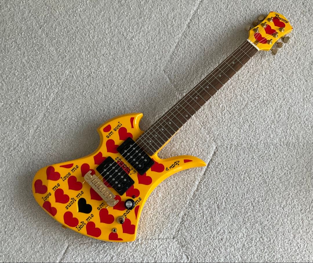 [美品] バーニー YH-JR hideモデル アンプ内蔵ギター イエローハート