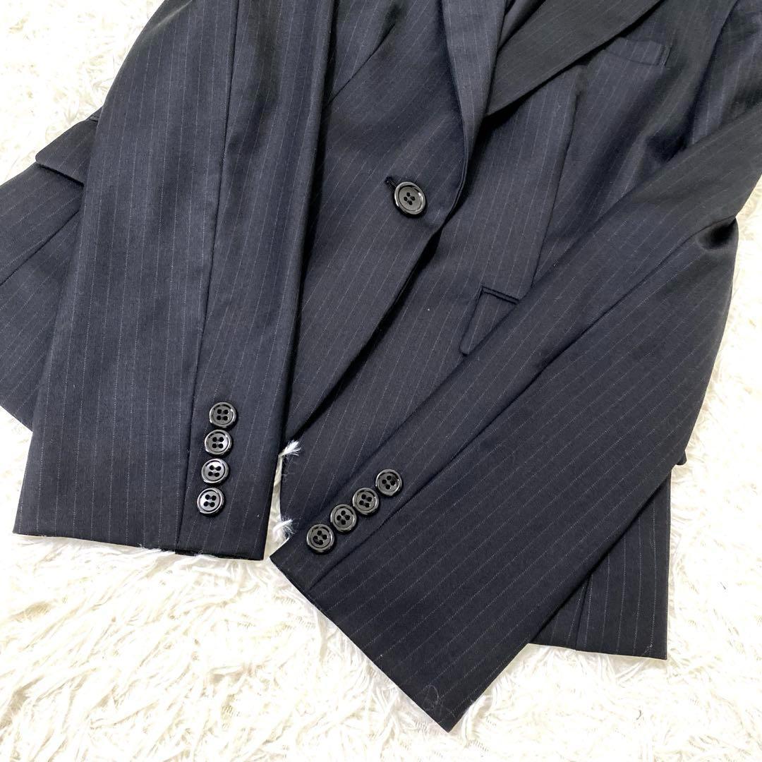 ★送料無料★シルク混✨KUMIKYOKU　ピンストライプ 1ボタン フレアパンツ
