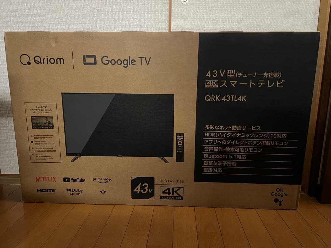 Qriom 43V型 4Kスマートテレビ QRK-43TL4K