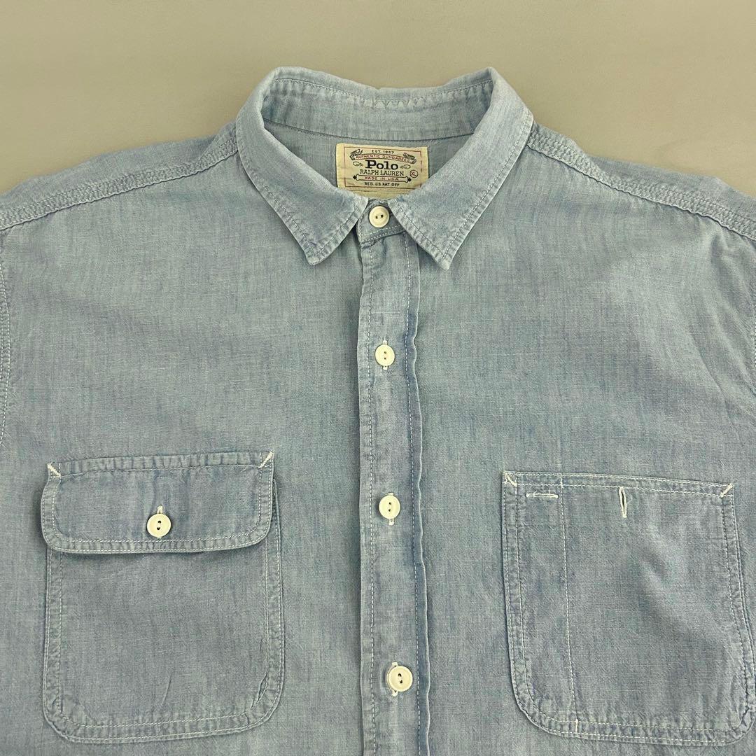 90s USA製 Polo Ralph Lauren シャンブレーシャツ XL
