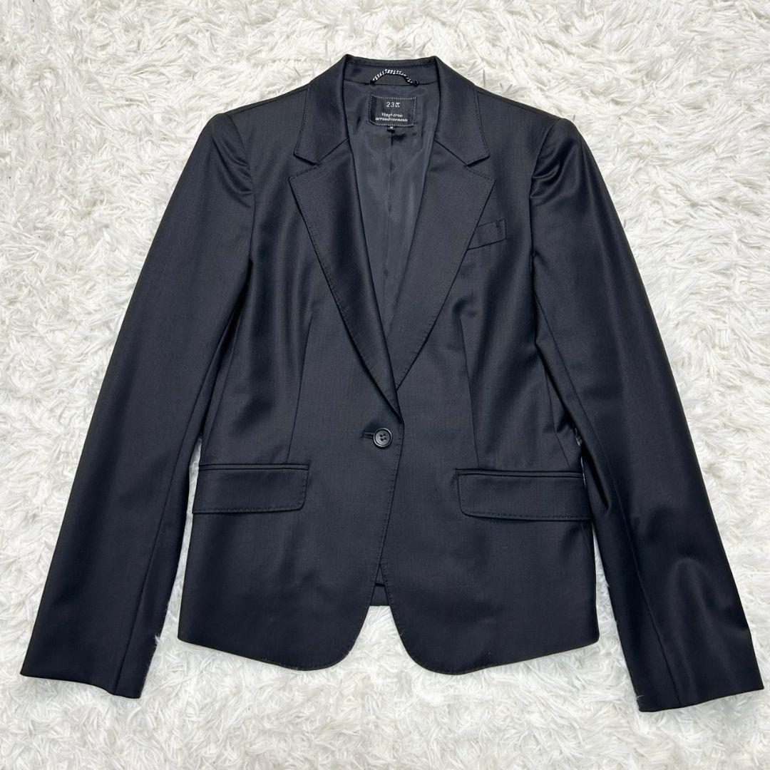 【美品】23区 パンツスーツ セットアップ ブラック ウール生地 M/Lサイズ