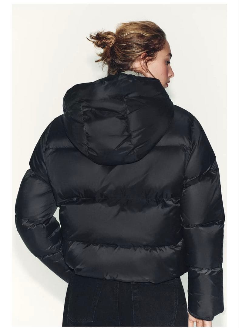 ZARA 撥水・防風フード付きショートダウンジャケット