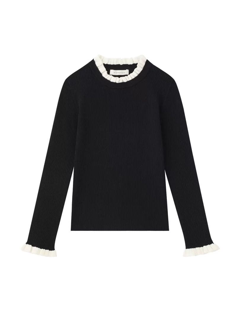 エムプルミエ m-i-d バイカラーフリルリブニットプルオーバー