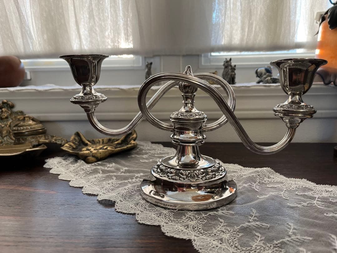 UK イギリス シルバープレート 燭台 キャンデラブラ 優雅 二灯