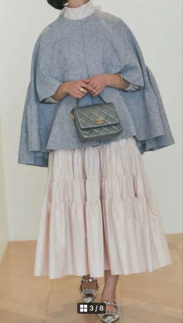 SEVENTEN セブンテンタフタテイアードスカートフレアタグ付き