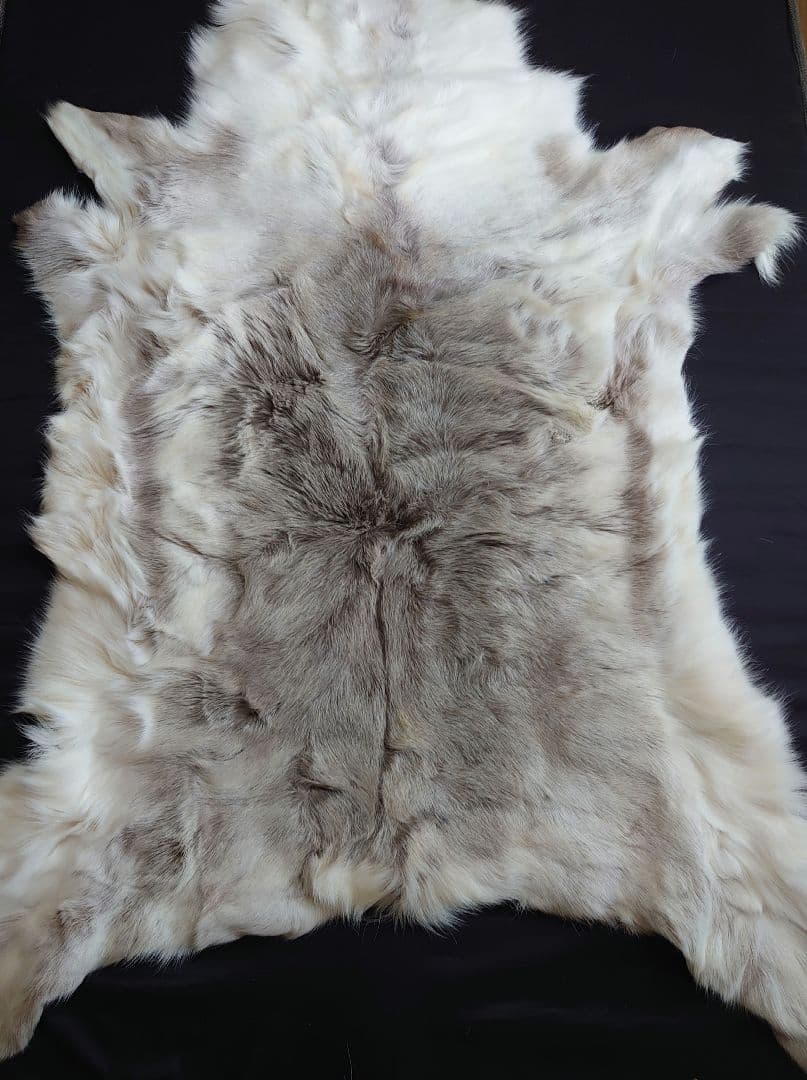 （希少）トナカイ　リアルファー　レザー　毛皮ラグ 　ノルウェー　北欧