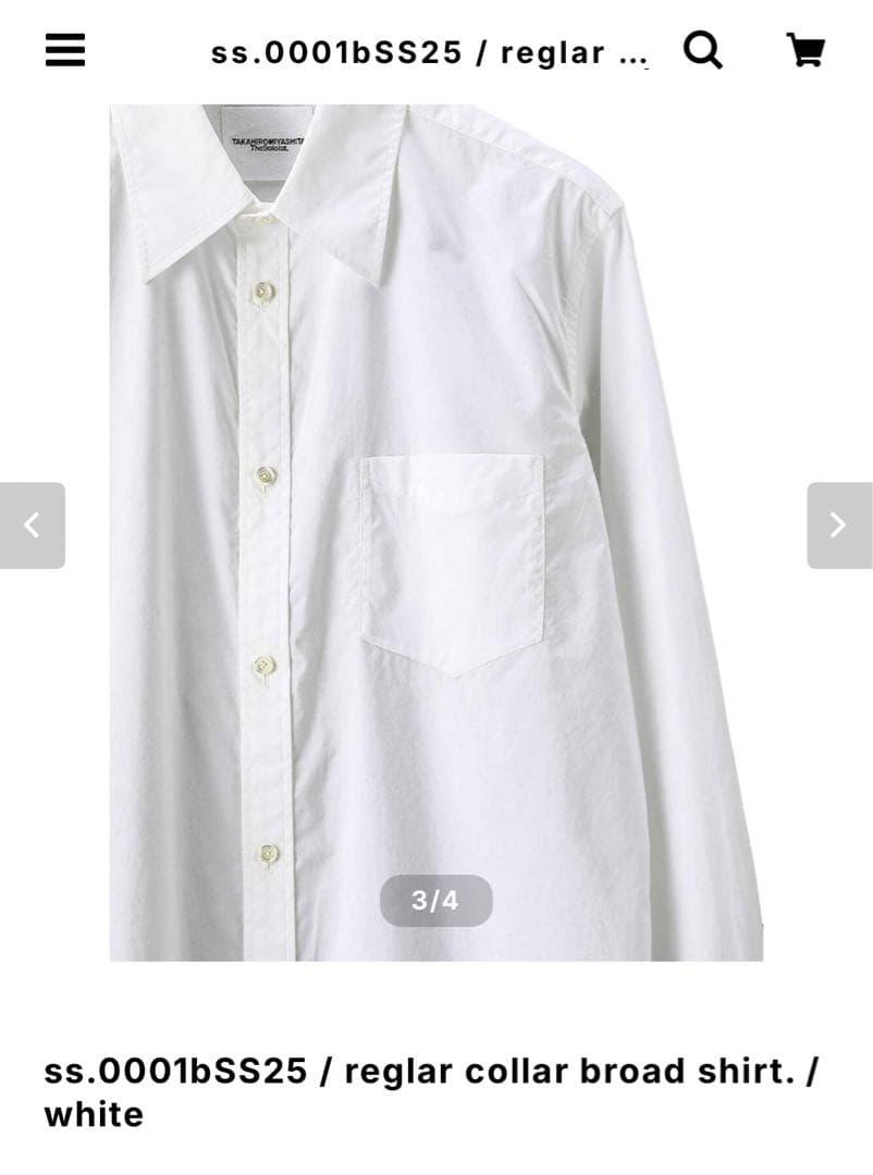 【新品未使用品】ソロイスト25ss レギュラーカラーブロードシャツ48