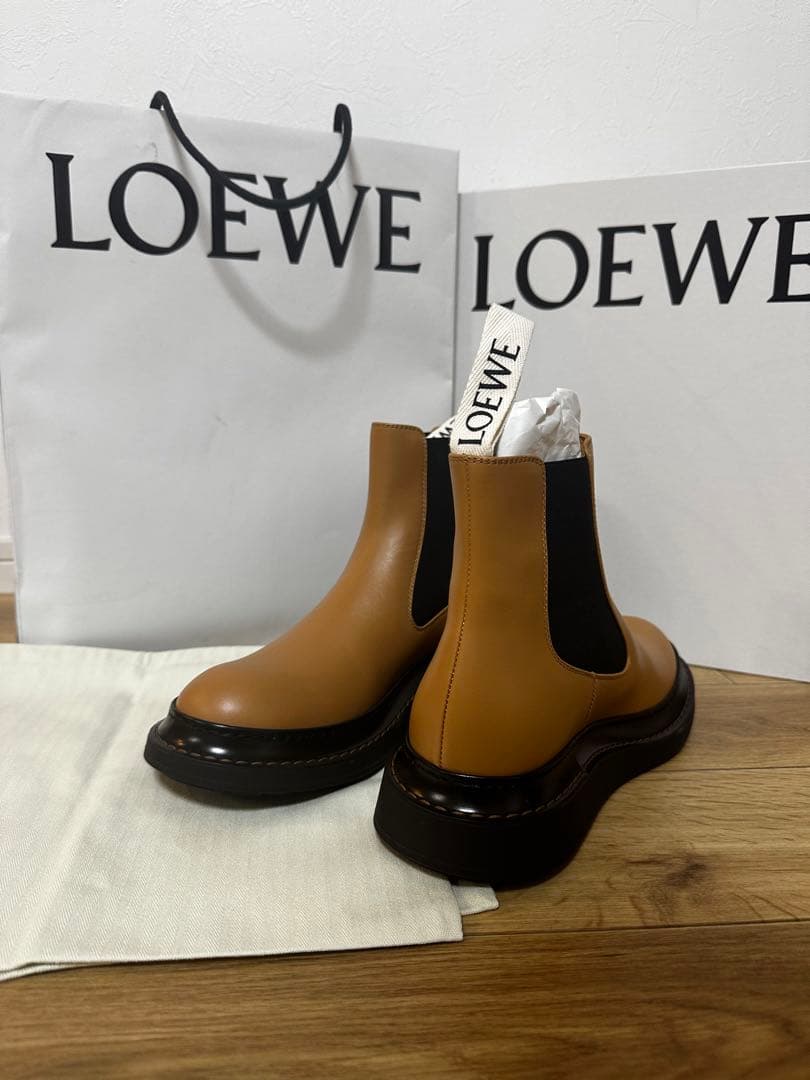 【着用2回美品 箱付き】LOEWE チェルシーブーツ ブラウン39(24.5)