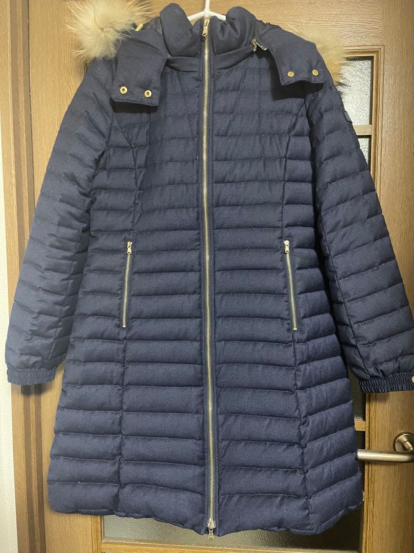 値下　TATRAS ネイビー ロングダウンジャケット ファー付き