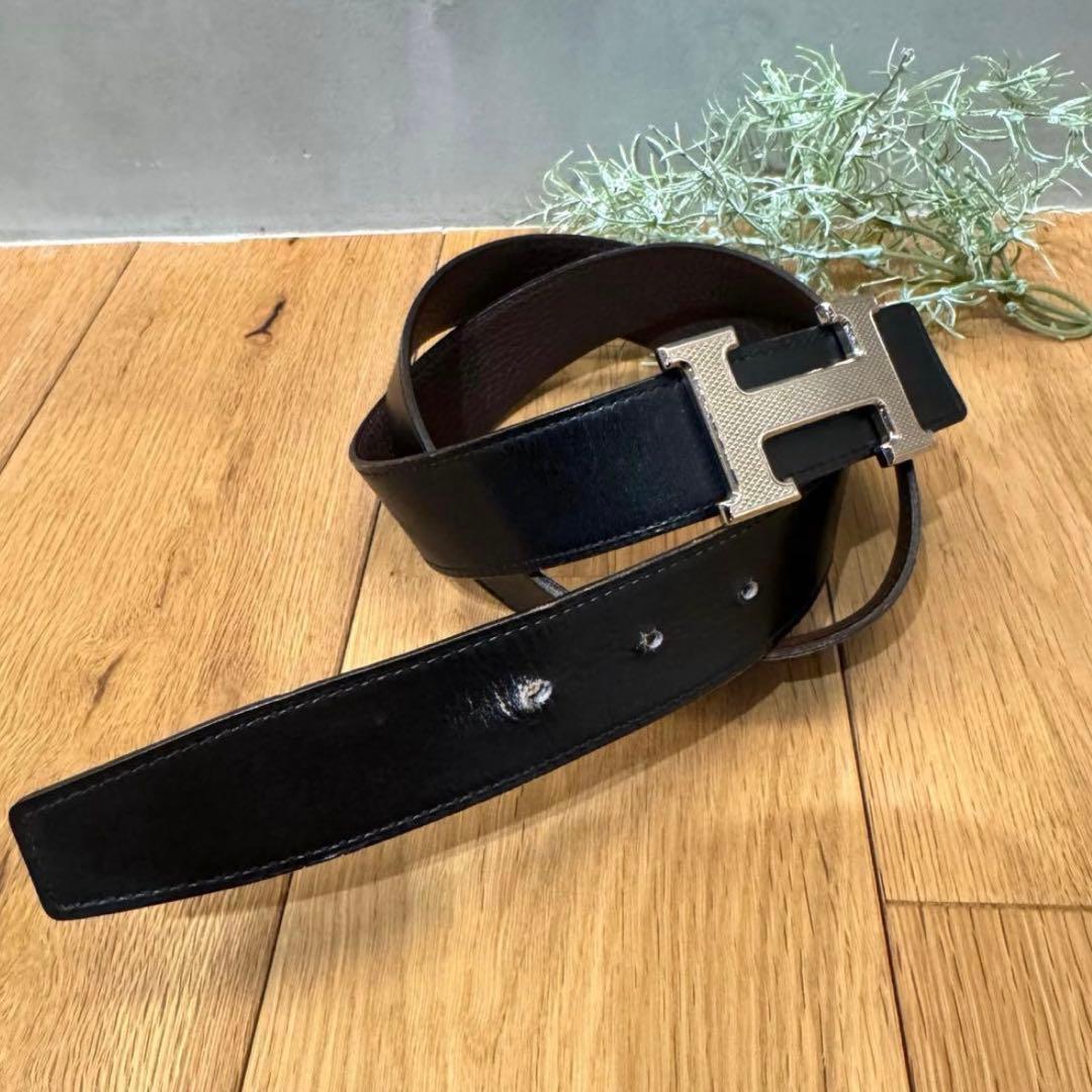 HERMES エルメス コンスタンス ベルト ブラック×ブラウン Hバックル