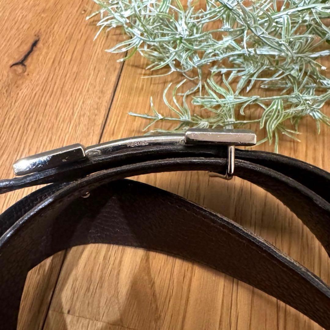 HERMES エルメス コンスタンス ベルト ブラック×ブラウン Hバックル