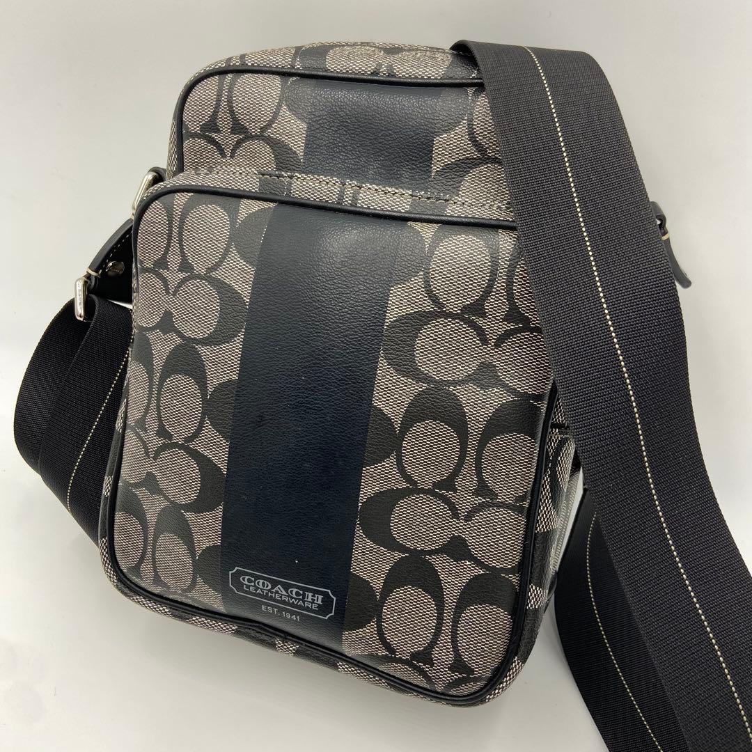 美品✨コーチ ショルダーバッグ F70078 ヘリテージ　シグネチャー ブラック