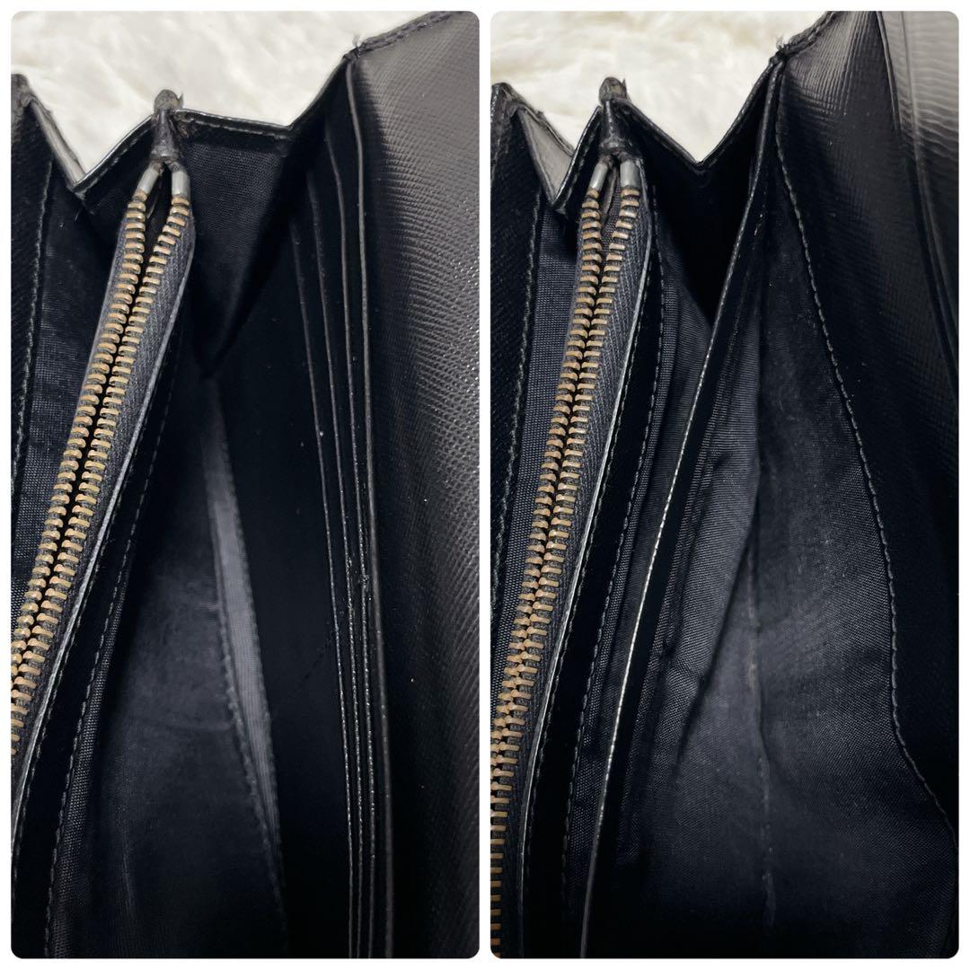 良品✨プラダ 2つ折り長財布 サイフィアーノレザー 三角プレート トライアングル