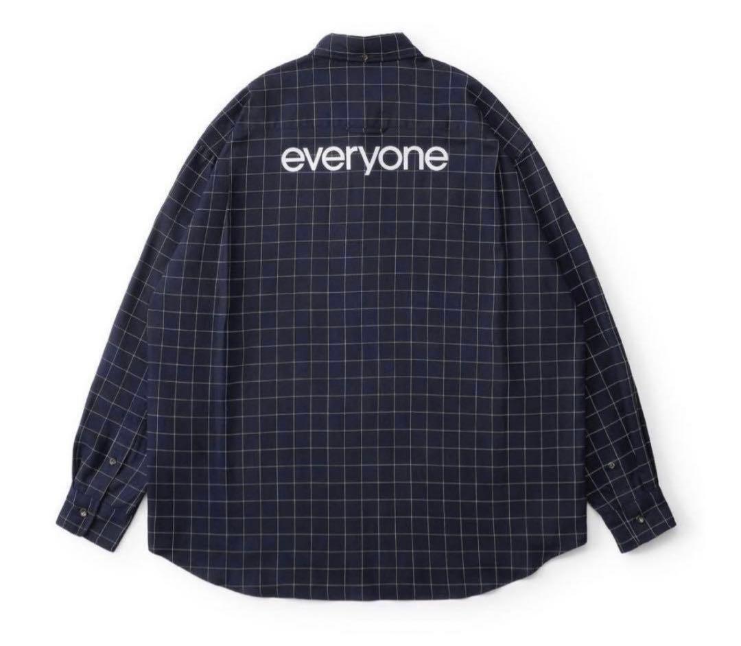 everyone back logo check down shirt Mサイズ