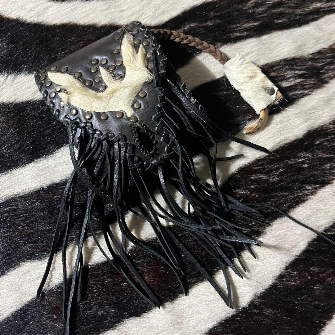 00s archive leaher fringe ベルトポーチ kmrii