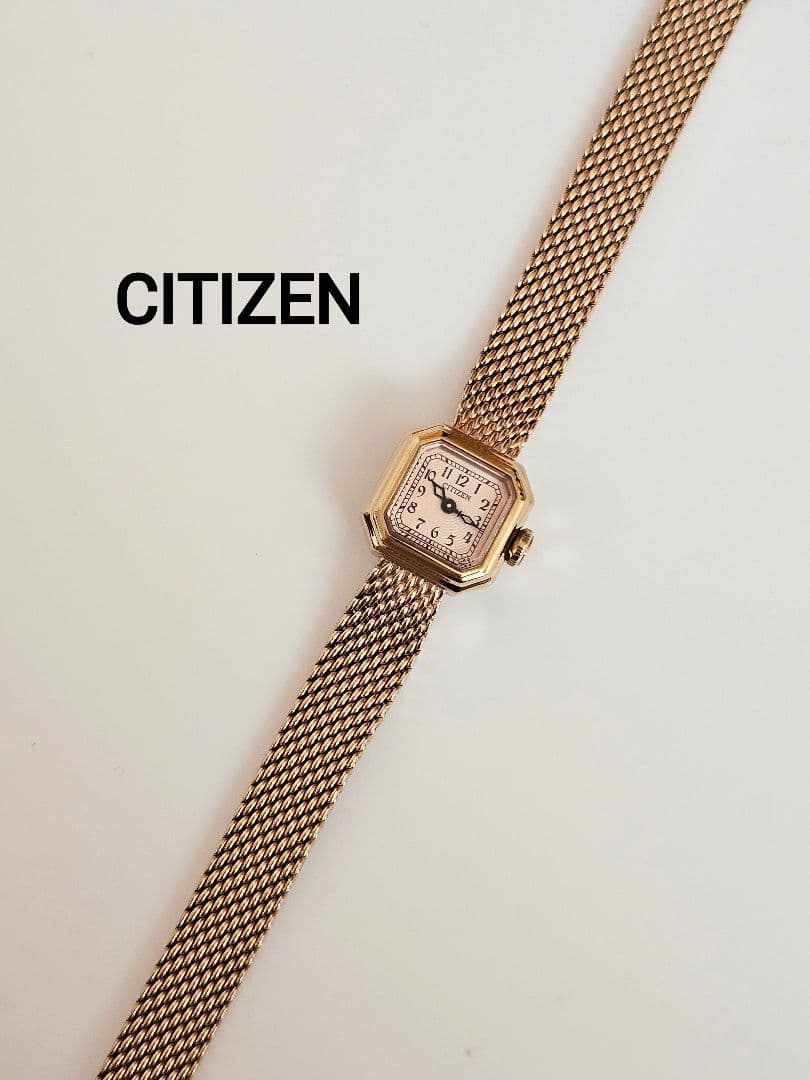 美品✨CITIZEN シチズンkii ゴールド ピンク華奢 ミニ時計 オクタゴン
