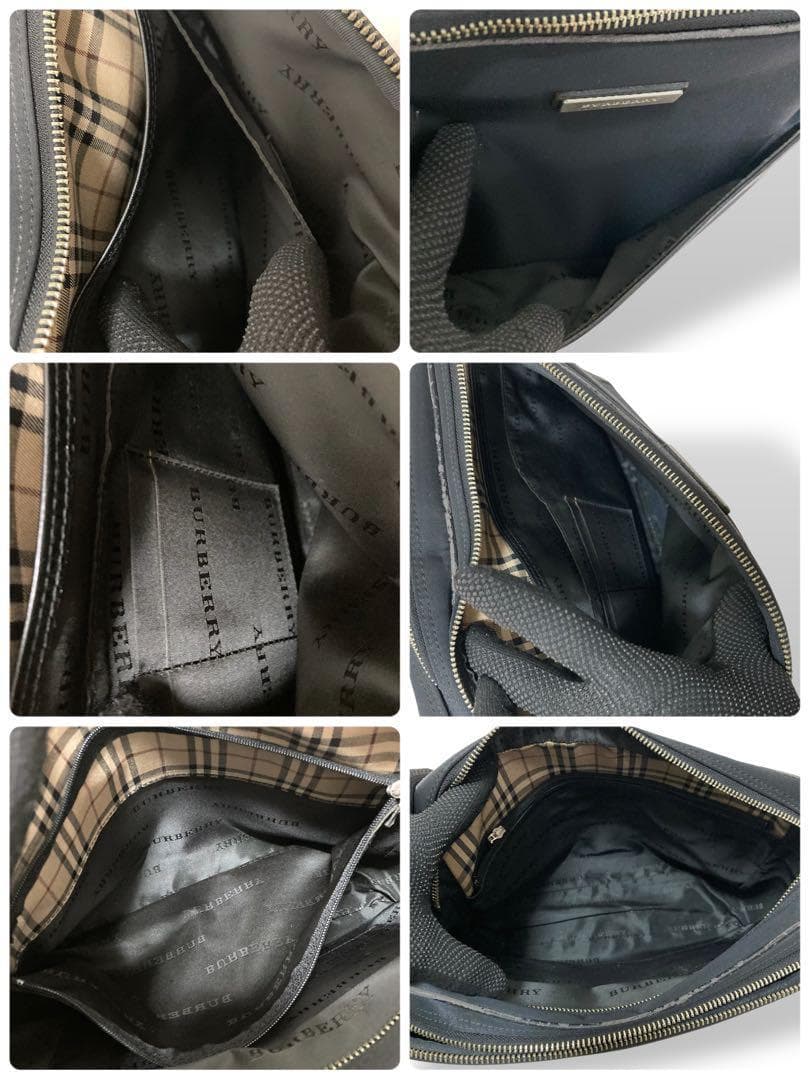 【良品】バーバリー　メッセンジャーバッグ　ショルダー　黒　ノバチェック　ナイロン