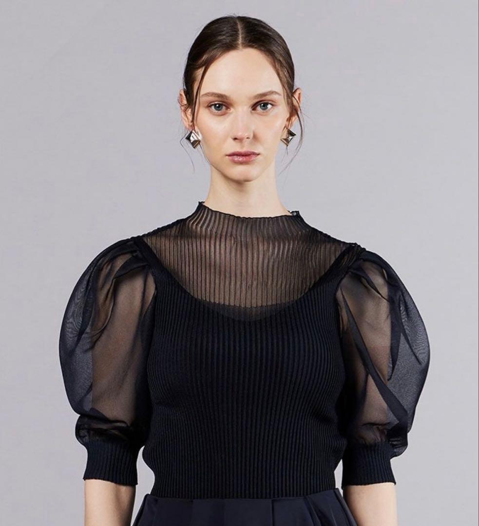 Sov. パフスリーブレイヤーニット