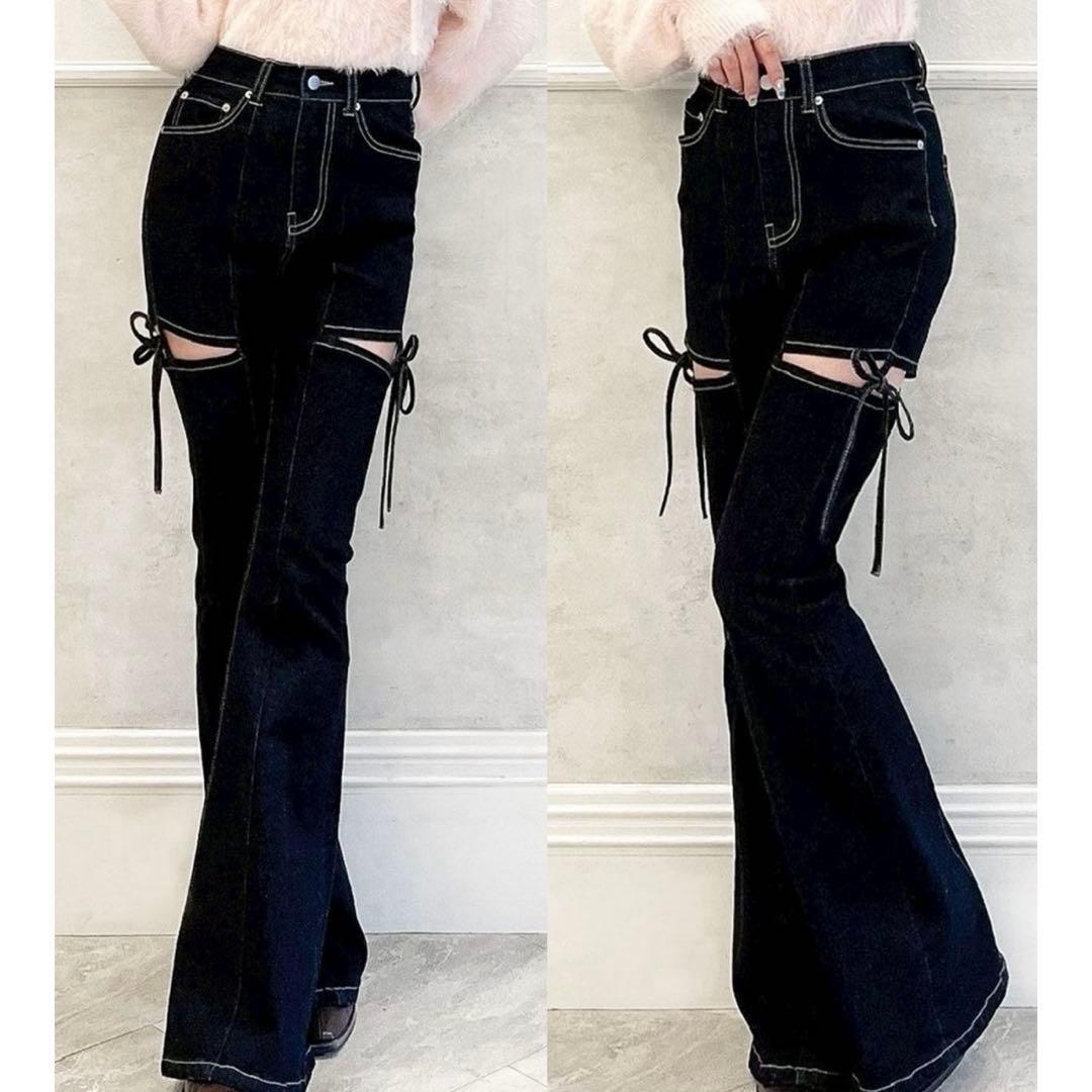 RESEXXY カットアウトリボンデニムパンツ Sサイズ