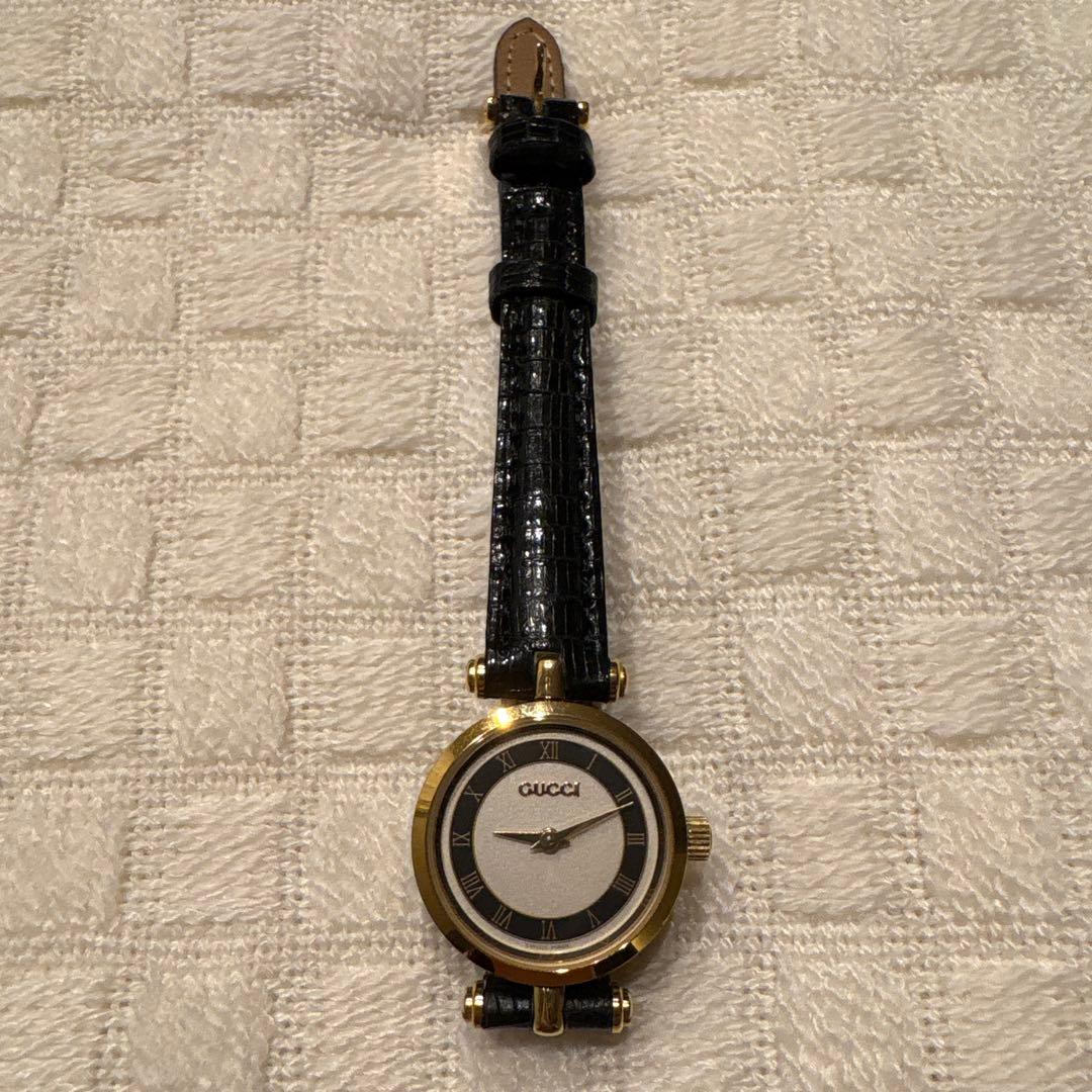 GUCCI 時計 シェリーライン レザーベルト ゴールド ブラック