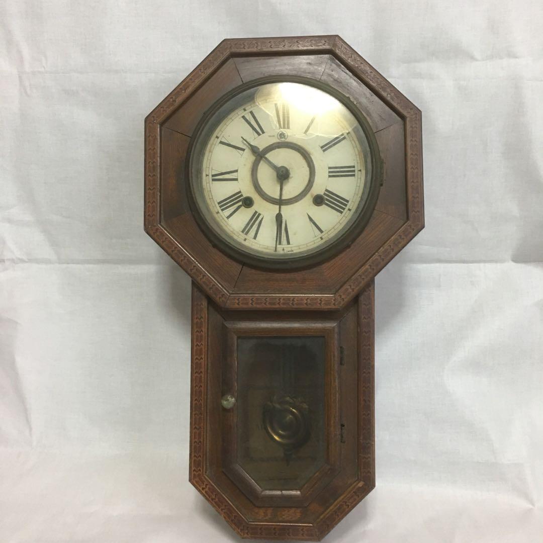 昔懐かしのレア商品、大正時代から昭和初期のアンティーク八角形柱時計／名古屋時計／