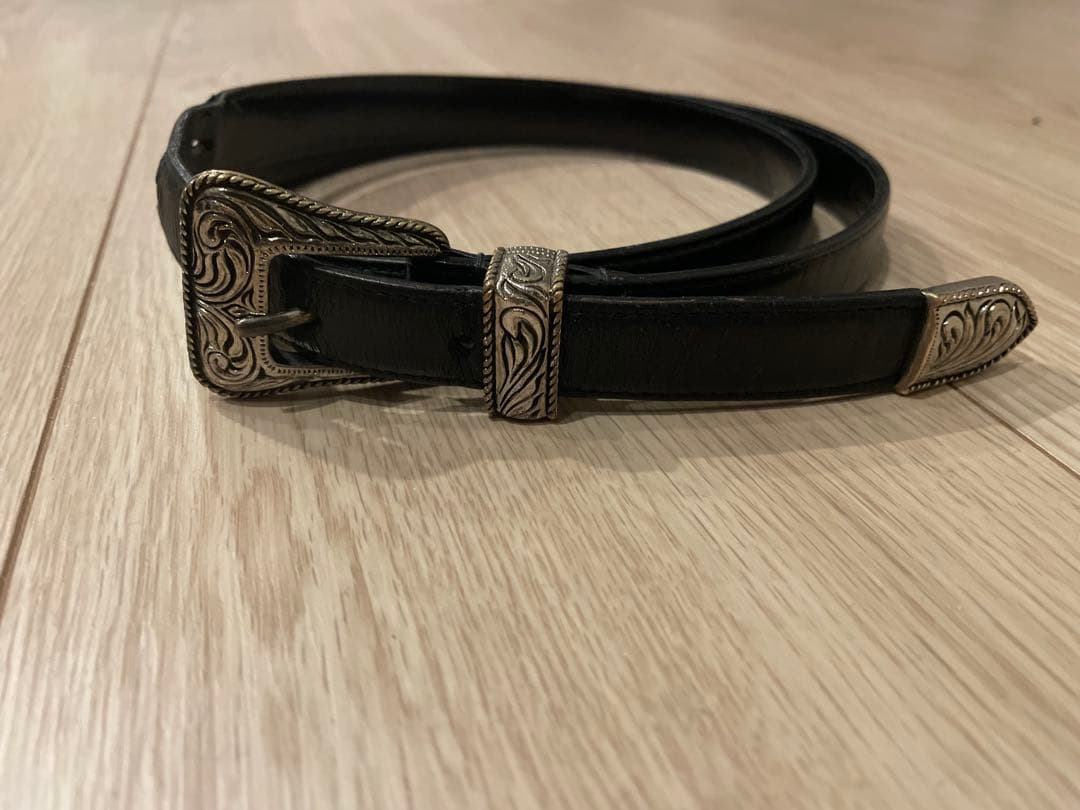 SAINT LAURENT PARISウエスタンレザーナローベルト　サイズ90