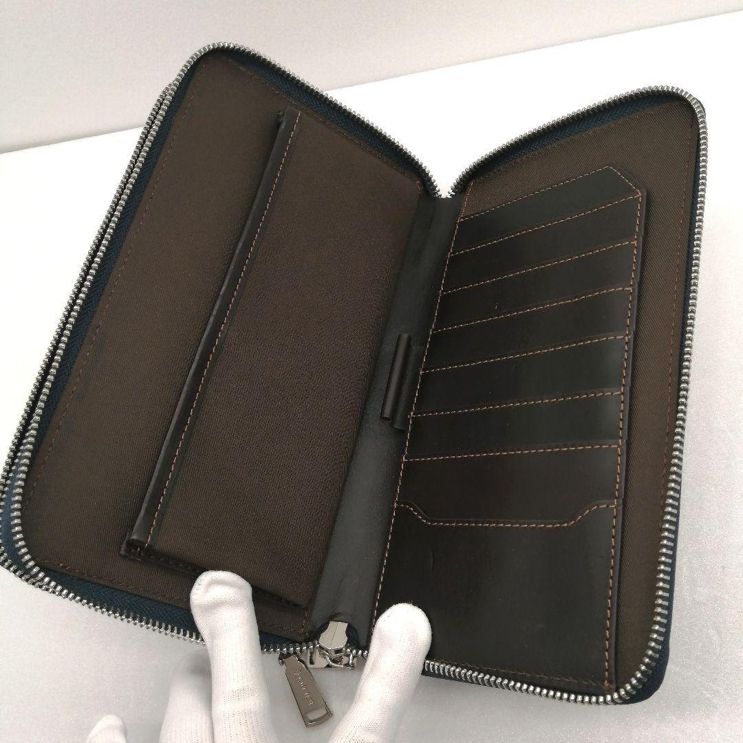 未使用✨ キーファーノイ 牛革　オーガナイザー　クラッチ　クロコ型押し　ブルー