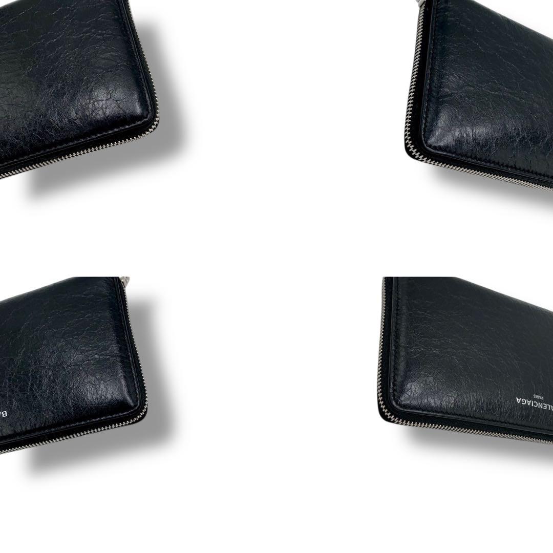 美品✨バレンシアガ 長財布 ラウンドファスナー エッセンシャル レザー ブラック