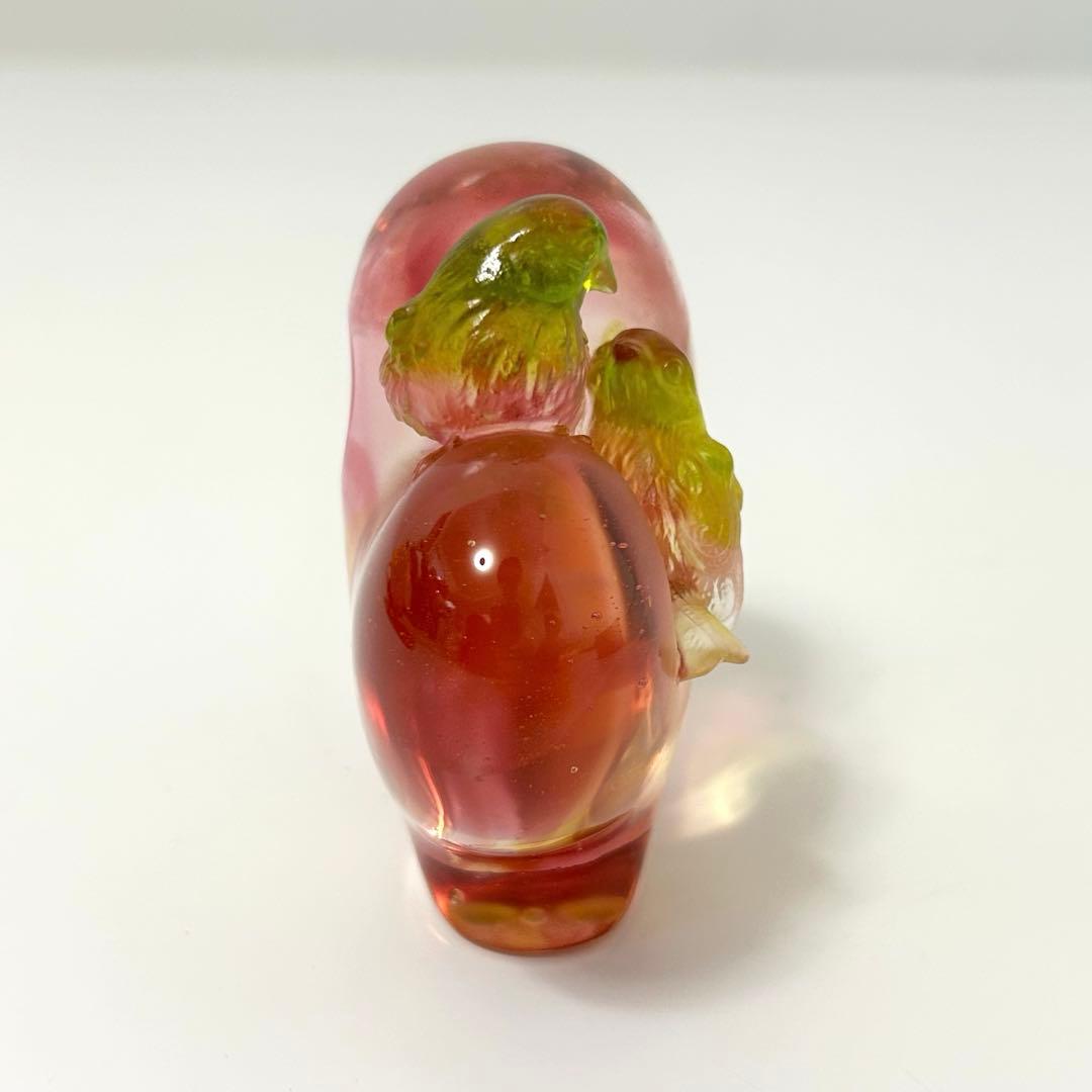 琉璃工房 LIULI カササギ ハート型 ガラス工芸 置物 オブジェ 恋愛運