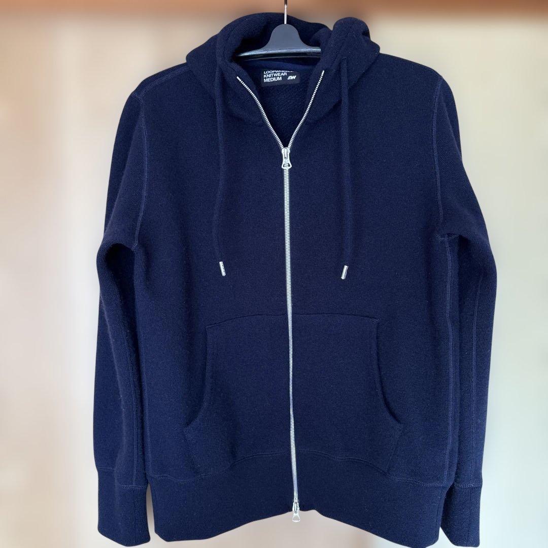 LOOPWHEELER ネイビー カシミヤジップアップパーカー M