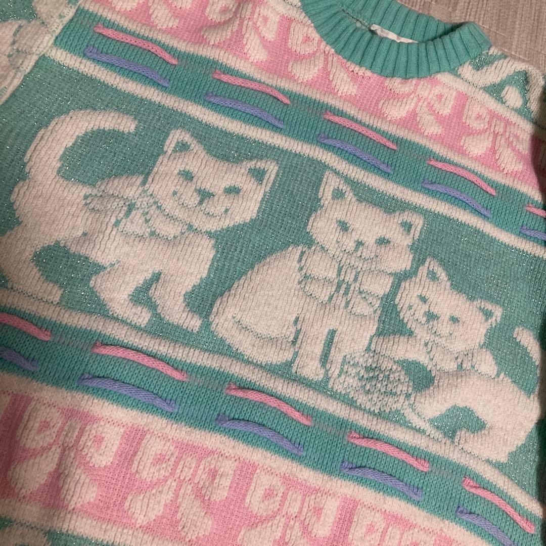 ファンシーニットセーター　猫ちゃん