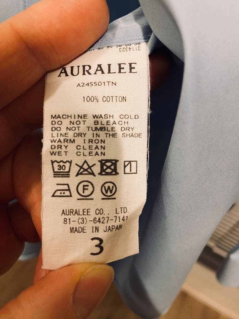 トップス 24ss AURALEE washed finx twill shirt 3