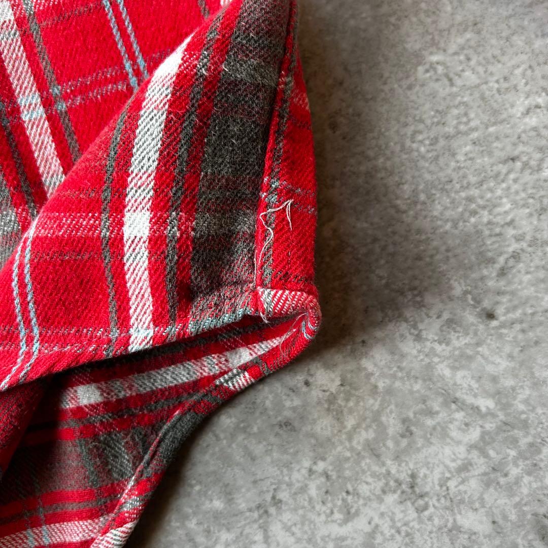 60s BIG MAC ビッグマック ヘビーネルシャツ L 赤×黒×水色