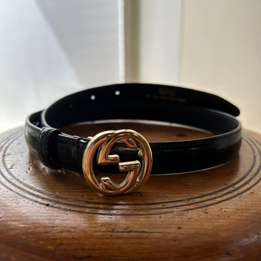 GUCCI GGロゴ 黒レザーベルト