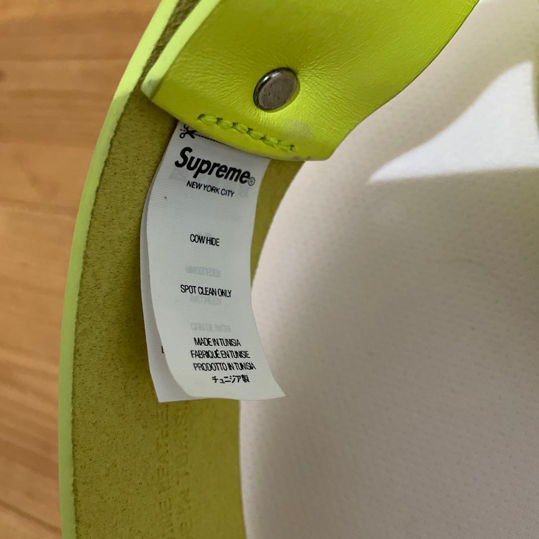 Supreme Repeat Leather Belt S/M 蛍光イエロー