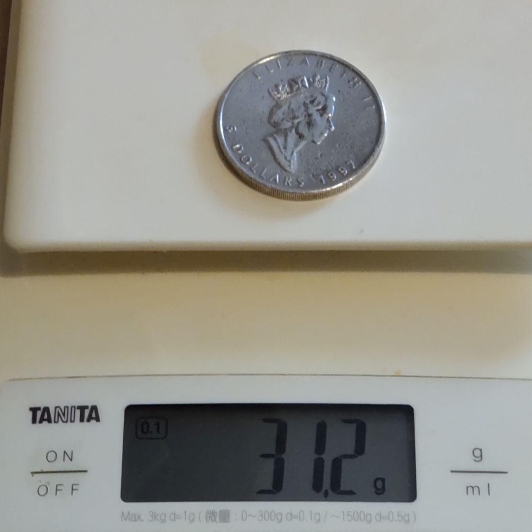 メイプルリーフ ５ドル銀貨　純銀 1オンス　1997年 カナダ